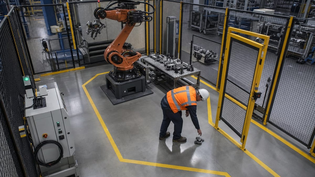 Person detected inside an industrial robot cell